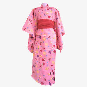 Yukata Girls - Pink with cute fruits and teddybear design - Pac West Kimono