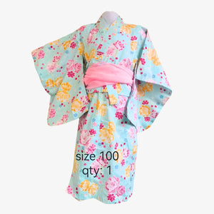 Yukata Girls - Pink with yellow and pink floral design - Pac West Kimono
