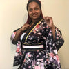 Satin Kimono Dress - Black - Pac West Kimono
