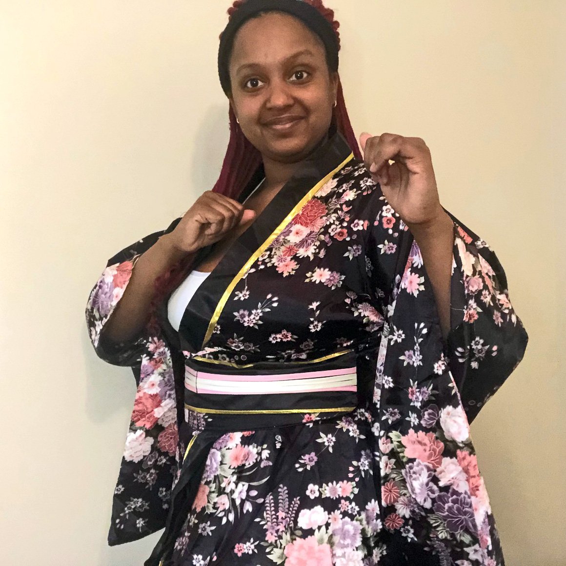 black satin kimono dress Black Kimono Robe Dress DATURA