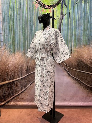 Womens Onsen Lined Yukata - Black and White Medium– Pac West Kimono