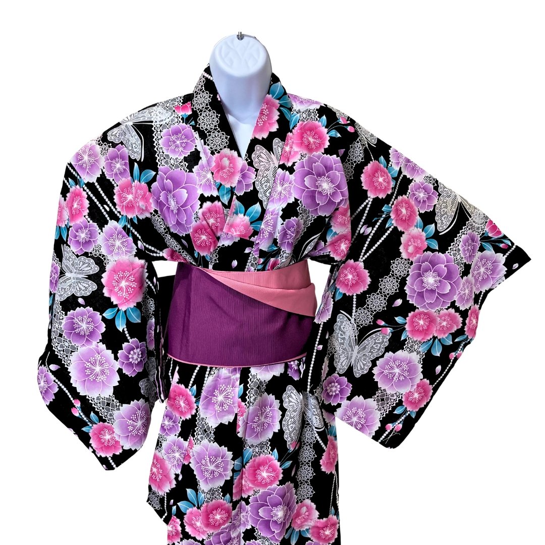 Knox Rose, Kimonos & Yukatas, Knox Rose Medium Large Purple Floral Kimono  With Arm Holes Tassels Split Hem