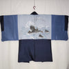 Mens Vintage Haori Coat - Navy Waves