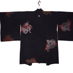 Vintage Traditional Haori Coat - black shimmer thread - Pac West Kimono