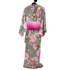 Women's Yukata - black stripes and gold fish - Pac West Kimono