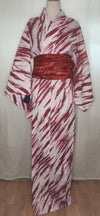 Women's Yukata - dark red lines and swirls