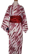 Women's Yukata - dark red lines and swirls