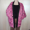 Traditional Japanese reversible Hanten coat - Navy circular and pink floral print - Pac West Kimono