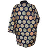Traditional Japanese reversible Hanten coat - Navy circular and pink floral print - Pac West Kimono