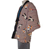 Traditional Japanese reversible Hanten coat (unisex) - Grey with stamp print and mustard autumn-themed print - Pac West Kimono