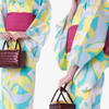 Women's Yukata - Bright Yellow and blue floral print - Pac West Kimono