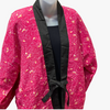Traditional Japanese reversible Hanten coat - Purple square design and pink with sakura pattern - Pac West Kimono