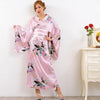 Satin Kimono Dress - Pink peacock