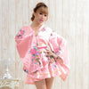 Satin Kimono Dress - Pink Peacock