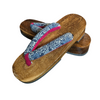 Women's Wooden Geta Sandals - navy floral print