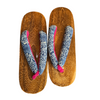 Women's Wooden Geta Sandals - navy floral print