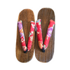 Women's Wooden Geta Sandals - red floral print