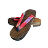 Women's Wooden Geta Sandals - red floral print
