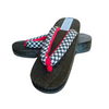 Women's Wooden Geta Sandals - black and white checkered print