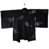 Vintage Traditional Haori Coat - black shimmer thread Floral - Pac West Kimono