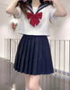 School Girl Uniform - White and Navy red bow
