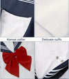 School Girl Uniform - White and Navy red bow