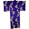 Vintage Traditional komon Kimono - deep purple chrysanthemum design