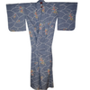 Vintage Traditional komon Kimono - washable blue and white floral design - Pac West Kimono