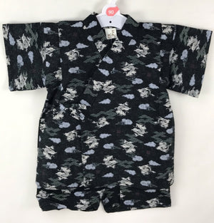 Boys 2pc Jinbei - Black with dragon and clouds print - Pac West Kimono