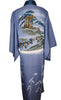 Mens Vintage Silk Kimono - pine tree and villagers - Pac West Kimono