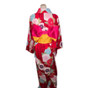 Women's Yukata -red with pink, blue, red, purple flower print.