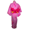 Women's Yukata - pink with origami crane and red/yellow flower print.