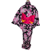 Women's Yukata - black with pink and white flowers.