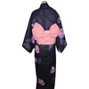 Women's Yukata - dark indigo with pink flower print.