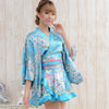 Satin Kimono Dress - Blue - Pac West Kimono