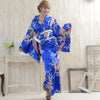 Satin Kimono Dress - Royal Blue Peacock - Pac West Kimono