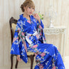 Satin Kimono Dress - Royal Blue Peacock - Pac West Kimono