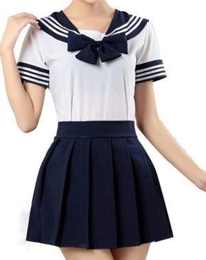 School Girl Uniform - White and Navy - Pac West Kimono