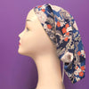 Scrub style bandana cap - Dragon Blue Chirimen crepe fabric - Pac West Kimono