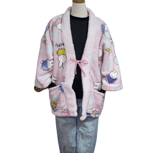 Traditional Japanese Hanten coat - Cute Miffy Fleece - Light pink - Pac West Kimono