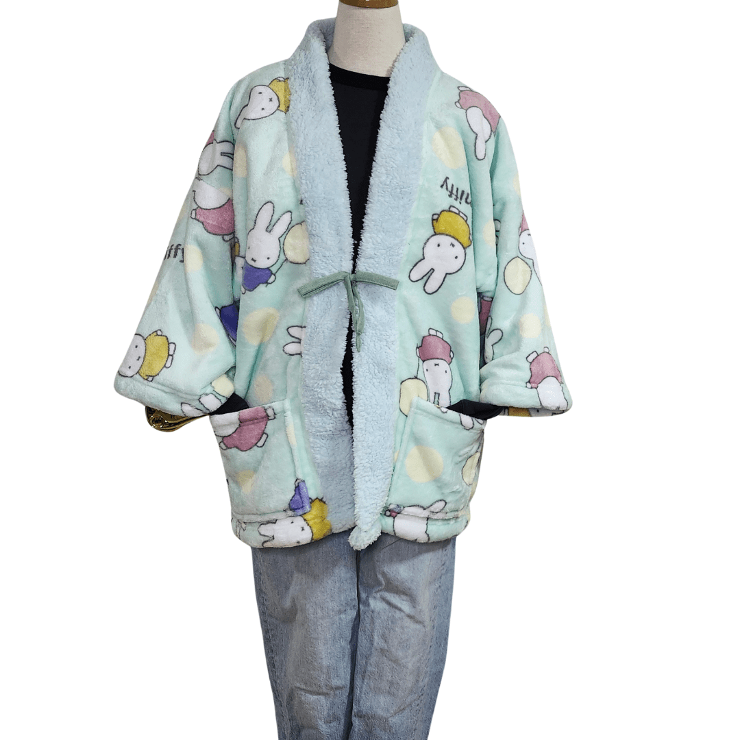 ジャケット・アウター KTsasquatchfabrix HOLSTEIN HANTEN Traditional Japanese Hanten coat - Cute Miffy Fleece -Mint– Pac
