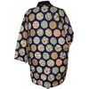 Traditional Japanese reversible Hanten coat - Navy circular and pink floral print - Pac West Kimono