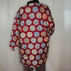 Traditional Japanese reversible Hanten coat - Red circular and blue floral print - Pac West Kimono
