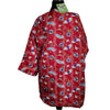 Traditional Japanese reversible Hanten coat - red fans and flowers/ blue flowers - Pac West Kimono