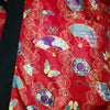 Traditional Japanese reversible Hanten coat - red fans and flowers/ blue flowers - Pac West Kimono