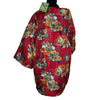 Traditional Japanese reversible Hanten coat - red flowers/ purple - Pac West Kimono