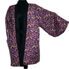 Traditional Japanese reversible Hanten coat - red flowers/ purple - Pac West Kimono