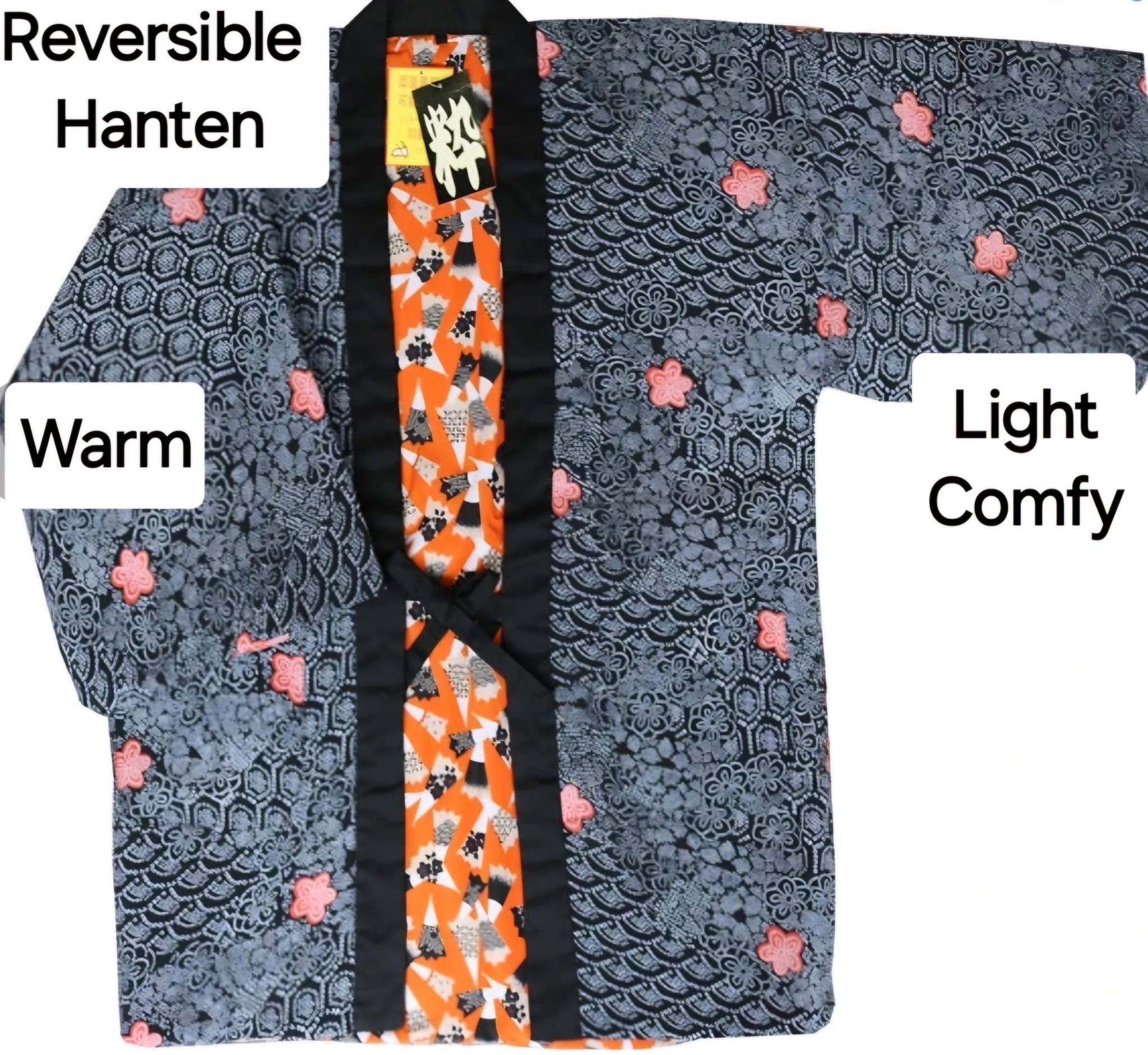 Traditional Japanese reversible Hanten coat - traditional dots and