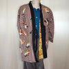Traditional Japanese reversible Hanten coat (unisex) - Grey with stamp print and mustard autumn - themed print - Pac West Kimono