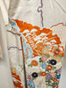 Vintage Traditional Furisode Kimono - beige, multi colour - Pac West Kimono